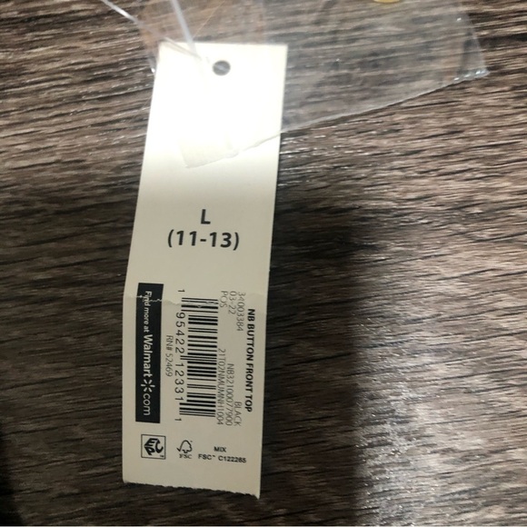 No Boundaries Black Ribbed Button-Front Collared Top - Size L (11-13) - NWT - Picture 2 of 4